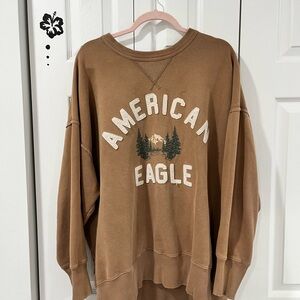 American Eagle Brown Ribbed Sweatshirt